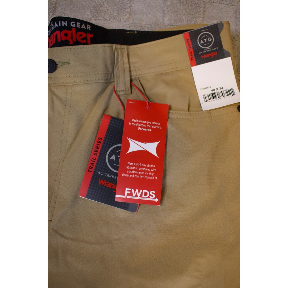 Wrangler ATG All Terrain Gear Trail Series Pants Khaki Tan 40x34 FWDS Stretch - Picture 2 of 2